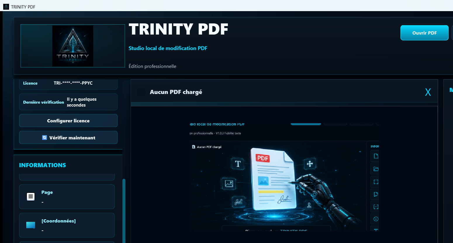 Aperçu réel de l’interface TRINITY PDF